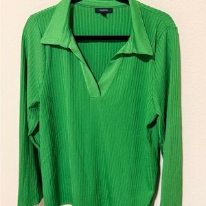 Alfani Vibrant Green Ribbed Blouse